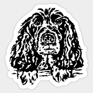 Jessie the Spaniel Dog Linoprint on Purple Backgriund Sticker